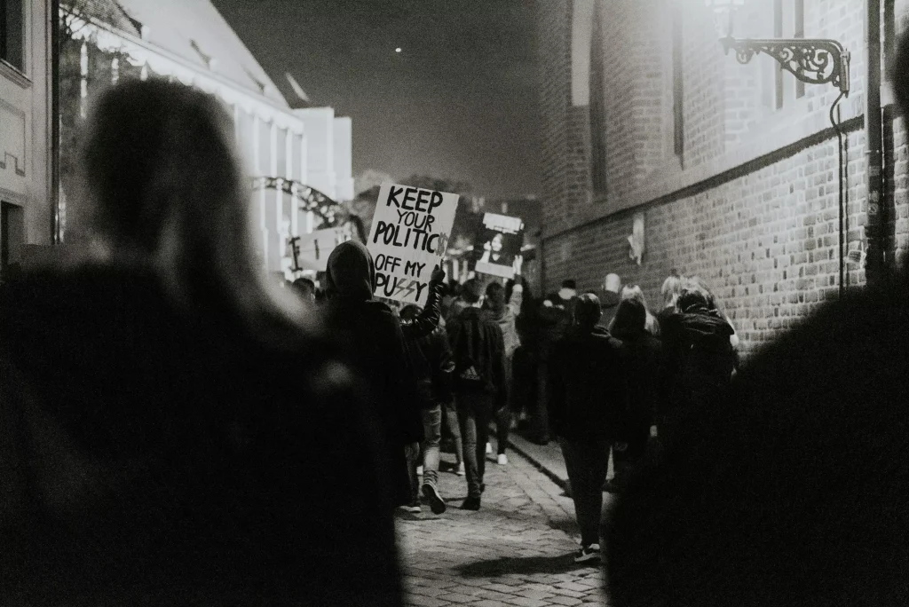 people demonstrating in the streets about abortion