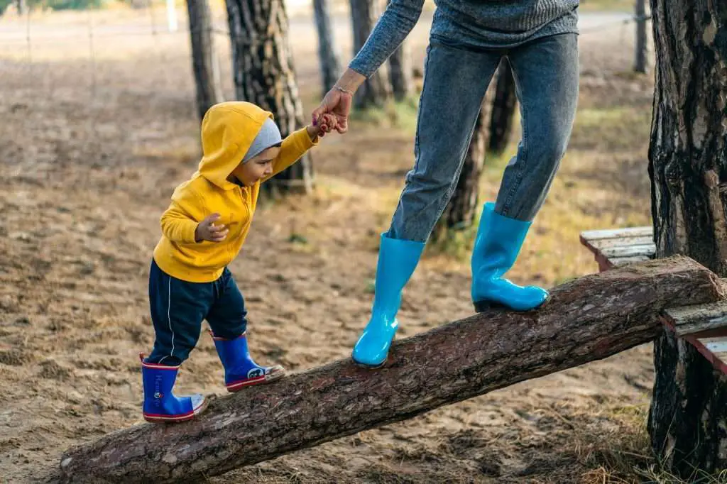 mother and son outdoors