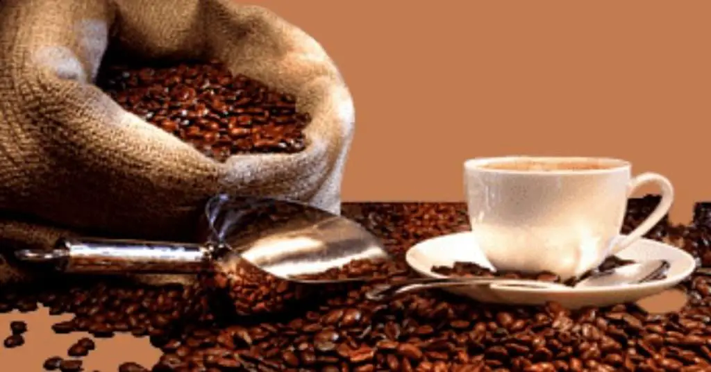 coffee beans and cup