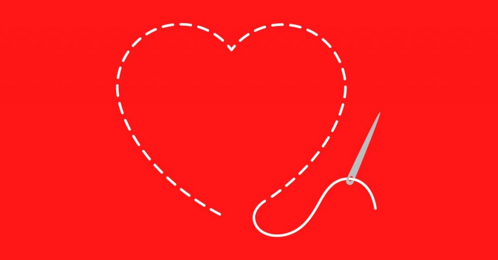Stitched heart design