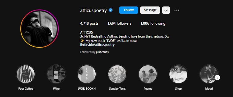 Screenshot of Atticuspoetry